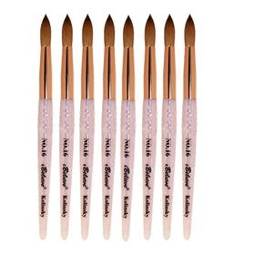 100% Kolinsky Hair Acrylic Handle Clear Crystal Texture Nail Brush Germany Wholesale Round Pink Kolinsky Nail Art Brush