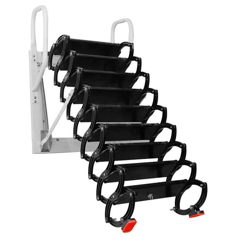 Wall Mounted Modern Attic Ladder Aluminum Telescopic Foldable Indoor Household Ladder with 300kg Load Capacity