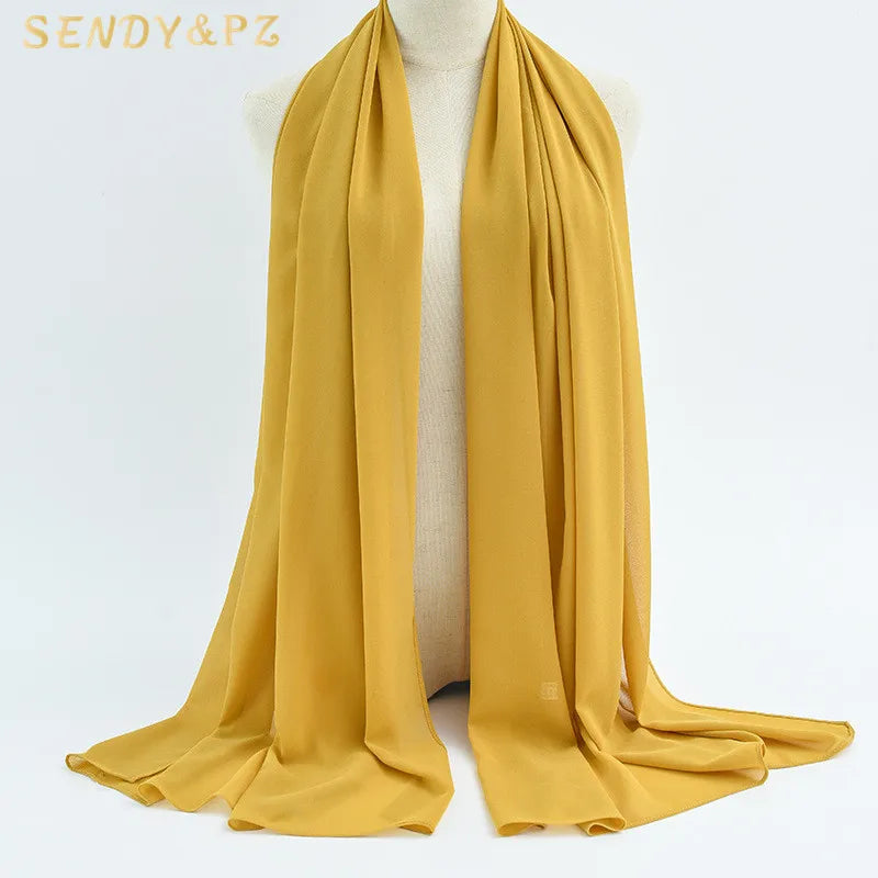Plain Solid Color Malaysia 70*180cm Chiffon Headscarf Scarf Women Lady Muslim Hijab Shawl