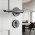 Aluminium Alloy Anti Theft Quiet Split Door Handle Lock Black for Wooden Bedroom and Bathroom Indoor Doors