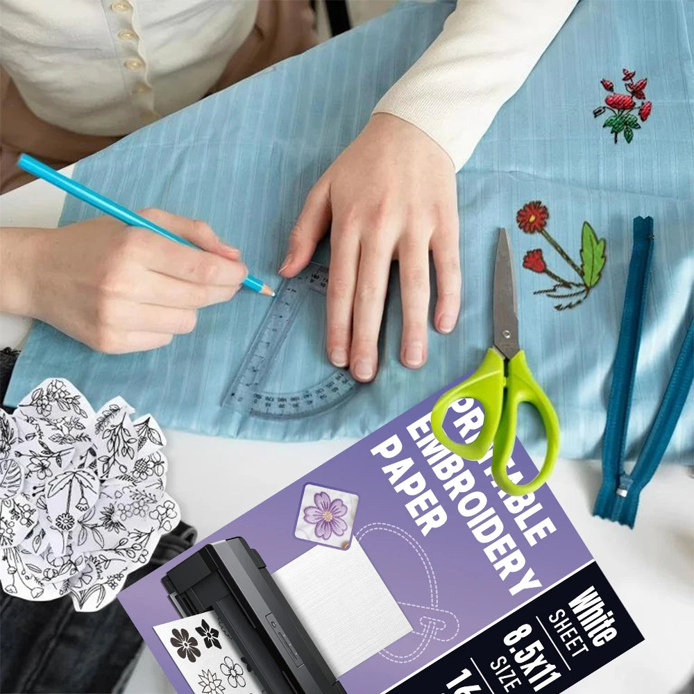 Water-Soluble Printable Embroidery Positioning Sticker for Beginners Eco-Friendly Recycled Pattern Transfer Clothing Shoes