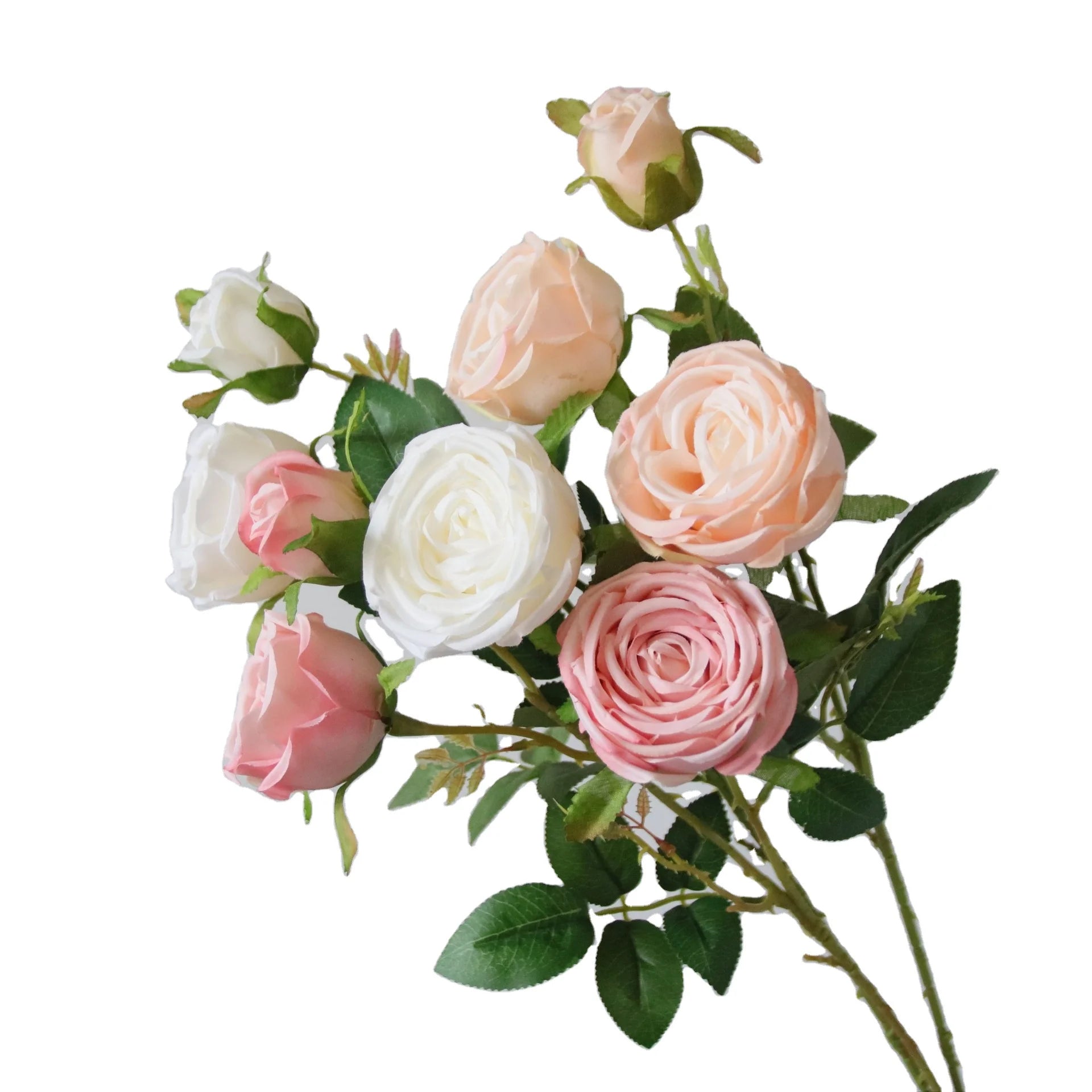 Hot sale 3 forks silk roses bushes artificial flowers rose for wedding arrangement