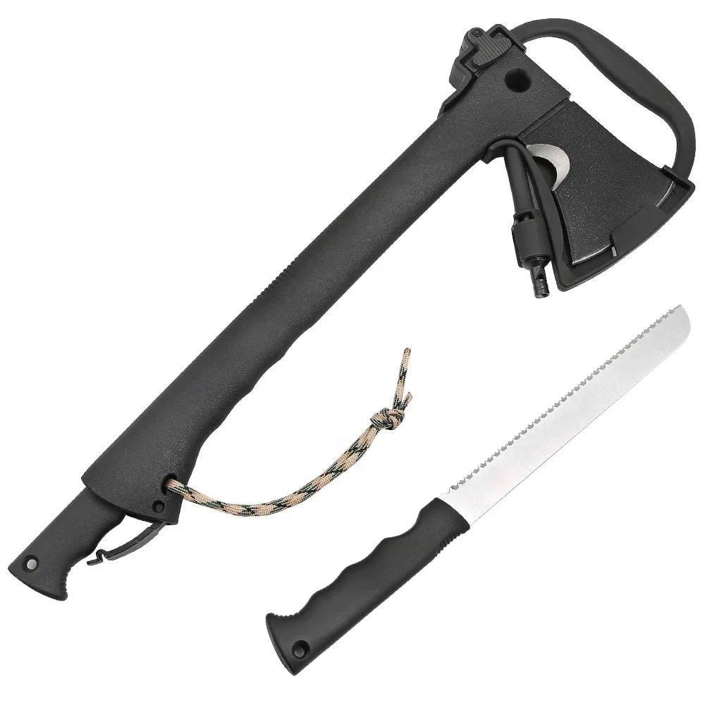 NZS001NA Camping Multitool Axe Black Coating Blade Multipurpose Tools Axe Includes Whistles Flint Camping Axes With Saw Outdoor