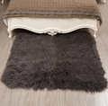 Modern Style Brown Curly Fur Throw Blanket High Pile Real Mongolian Sheep Skin Bed Mat