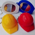 Custom Logo Mini Hard Plastic Hats Key Chains Bottle Opener Keyring Safety Construction Helmet Plastic Keychain