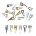 ZHB 10pcs 10*20MM Rainbow Colorful Triangle Glass Beads Aurora Effective Clear Crystal Pendant Loose Beads for Jewelry Making