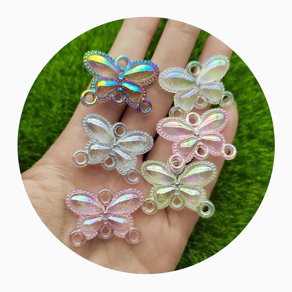 New Luminous Butterfly Cloud Jewelry  Connector Four Holes Glow in Dark Shine 3D Resin Pendants Bracelet Necklace Making