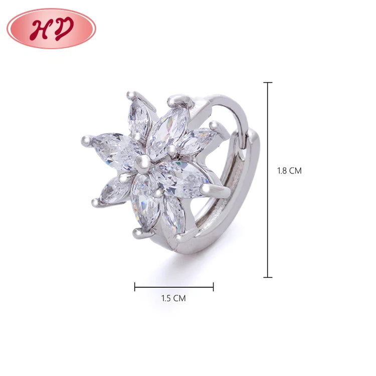 New Model Fashion Designs Handmade 18K Jewelry Silver Zircon Cz Hoop Huggie Earrings