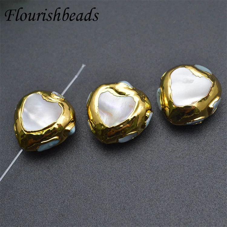 Wholesale Natural Gemstone Freeform Heart Shape Loose Stone Shell Beads for Woman Jewelry Bracelet Necklace Making