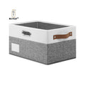 KUYUE LARGE FOLDABLE STORAGE BINS 4 PACK FABRIC STORAGE ORGANIZER CONTAINER WITH METAL/LEATHER HANDLES