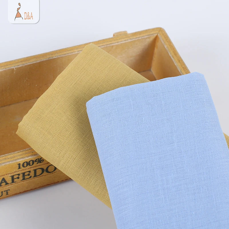 Eco-friendly Natural Linen Cotton Fabric Woven Technics Plain Dyed Cloth Roll Ready Goods for Garments Shirts and Dresses