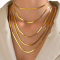 Herringbone Necklace Stackable Accessories Stainless Steel Multi-size Snake Bone Chain Herringbone Necklace Gifts f