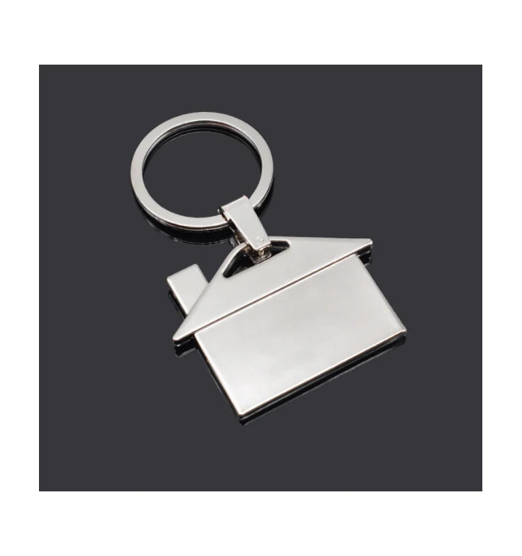 Customized Blank Metal House Shape Keychain Keyring Engraved Logo for Real Estate Gift Key Chain