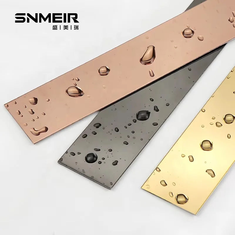 Stainless Steel Self Adhesive Band Ceramic Tile Trim Gap Edge Corner Flat Strips for Wall Trims Mirror Gold Decoration