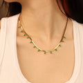 Chris April in Stock 316L Stainless Steel PVD Plated Emerald Green Zircon Herringbone Chain Necklace