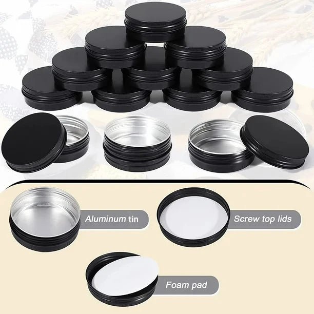 15ml  30ml 50ml 60ml 80ml 100ml 150ml Round Empty Tin Can Black Tin Black Aluminum Tin