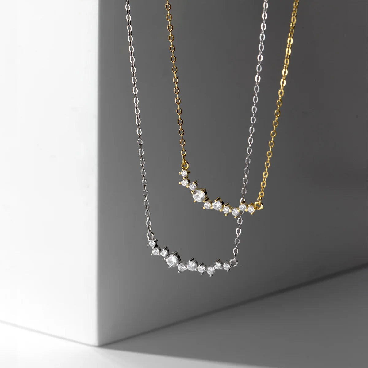Wholesale Fashion 925 Sterling Silver Diamond Necklace Jewelry Row Zircon 18K Gold Plated Necklaces for Women