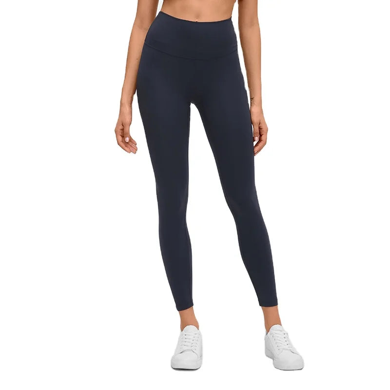 Custom Logo Solid Soft High Waist Yoga Leggings for Women-Four-Way Stretch Quick Dry Athletic Running Pants