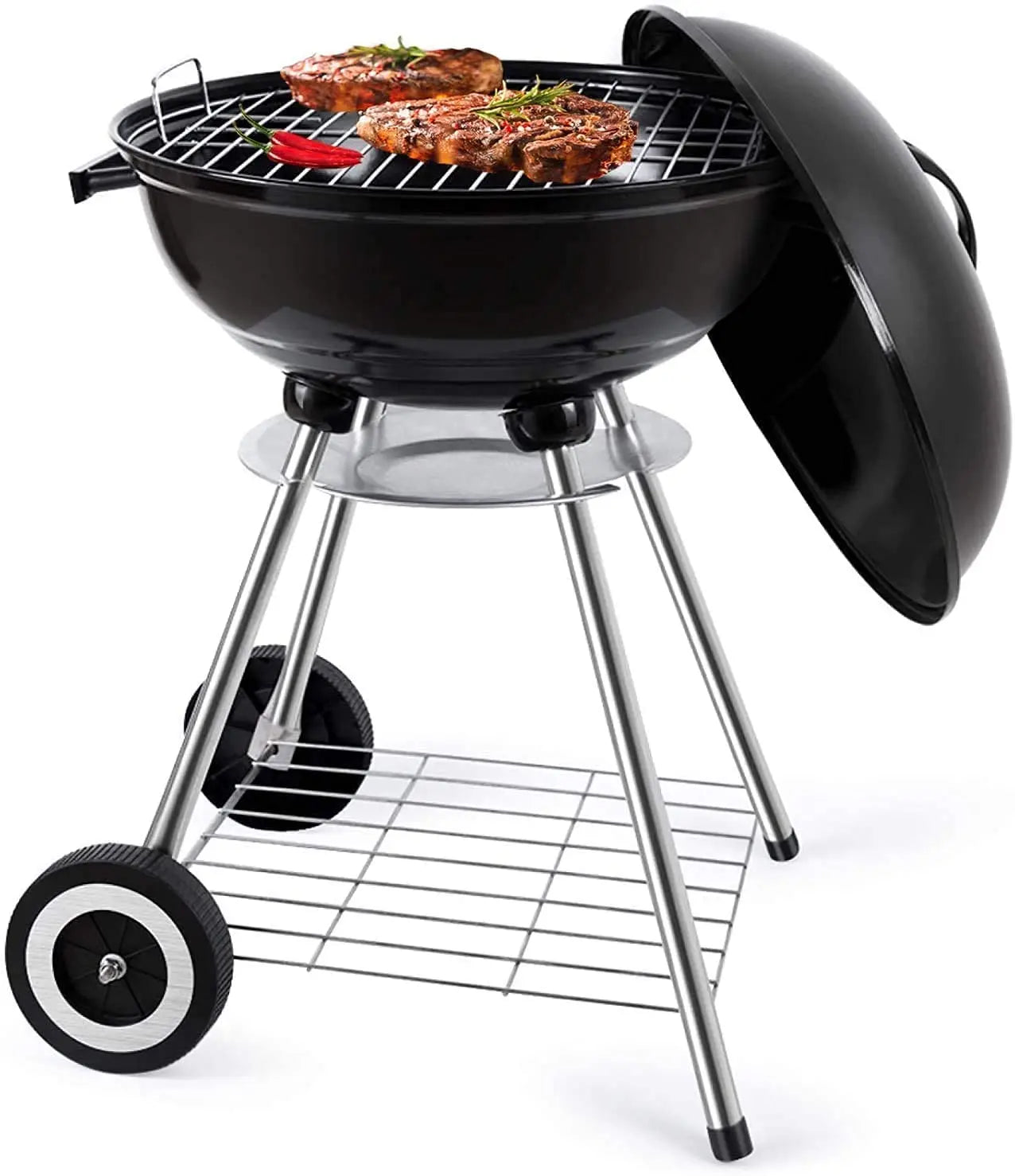 Mini 17 Inch Portable Adjustable Charcoal BBQ Grill Iron Construction Folding Design Flame Safety Device for Home Use 5+ People