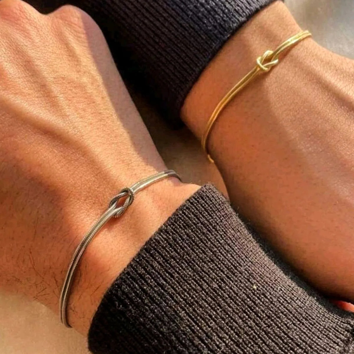 Chancy New Trendy Classic Stock Couple Bracelet Set Knot Button Design Stainless Steel Matching Love Jewelry Colorfast Wholesale