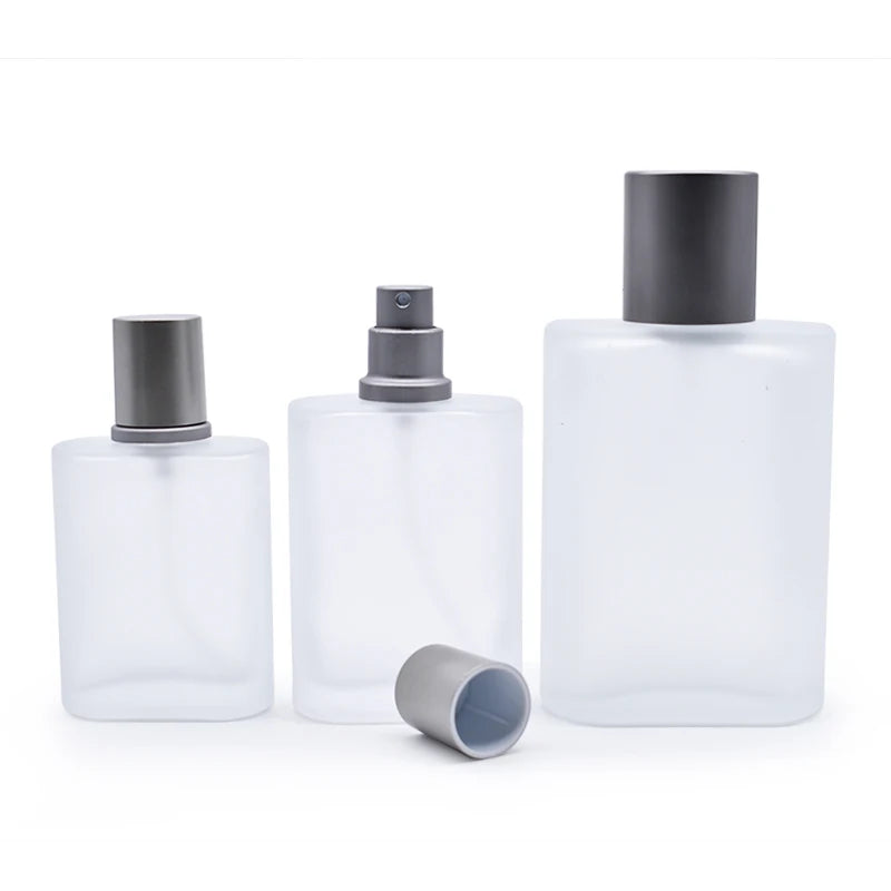 Luxury Refillable 30ml 50ml 100ml Frosted Glass Perfume Bottle With Mist Spray Lid