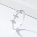 2022 Trend Jewelry Sterling Silver 925  Cubic Zirconia Antique Three Cross Charm Ring