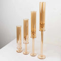 4pcs of a Set champagne Gold Glass Crystal Candlestick with Glass Tube MH-Z0374