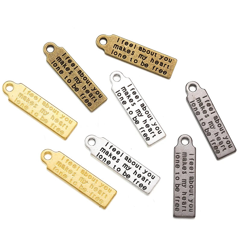 8 Colour Antique Silver Color Letter Label Charms DIY Necklace Earring Bracelet Pendant Jewelry Make 31*8mm S284