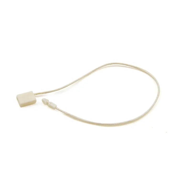 Custom Brand Name GRS Eco-friendly PLA Plastic Seal String White Square Hang Tag Cord Embossed Finish Custom Printed Shoes Bags