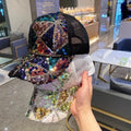 Wholesale Breathable Bling Sequin Trucker Snapback Cap Women Mesh Back 5 Panel Trucker Hat