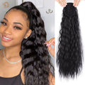 FUJIA Corn Wave Ponytail Extension Clip in - 23 Inch Long Wavy Curly Wrap Around Pony Tail Heat Resistant Synthetic Hairpiece