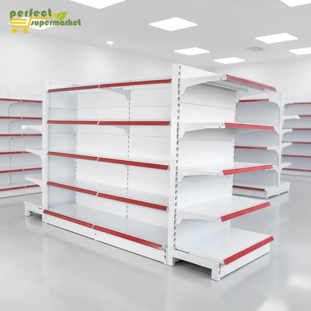 Popular Design Customizable Commercial Double-Sided Heavy Duty Metallic Supermarket Shelf Gondola Style for Convenience Store