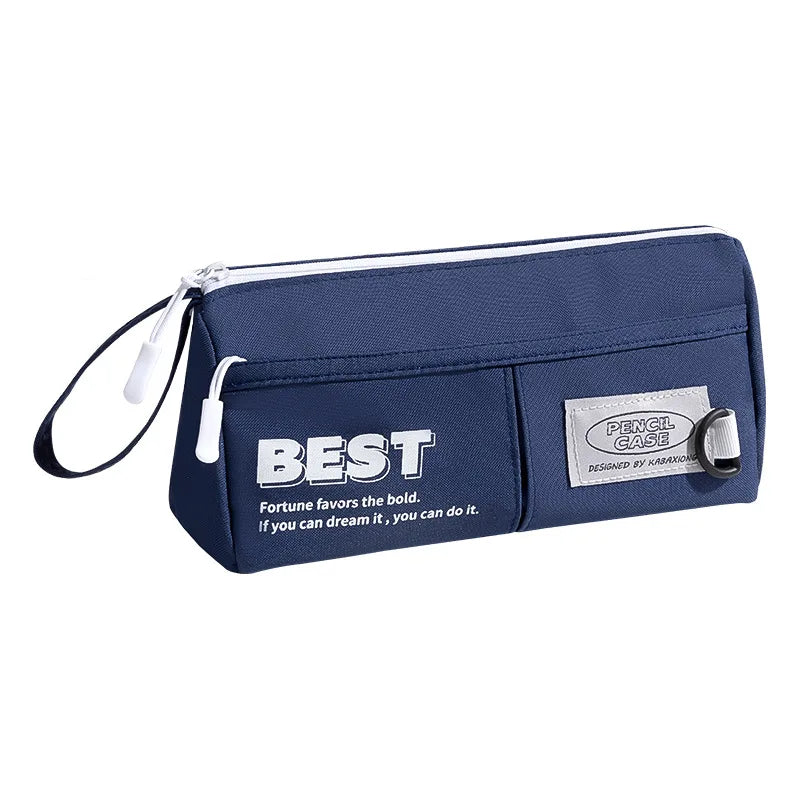 Creative Retro Canvas Pencil Bag Workwear Style Large Capacity Stationery Storage Available in 3 Styles