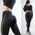 Guangzhou Auyan 's Explosive Female Sensory Mesh Pu Splicing Butt Lift Yoga Leggings
