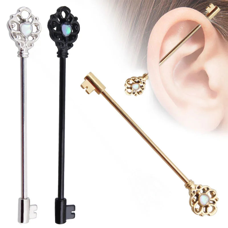 Stainless Steel Piercing Jewelry Pack Industrial Barbell Earrings Bar Cartilage Helix Key Industrial Piercing