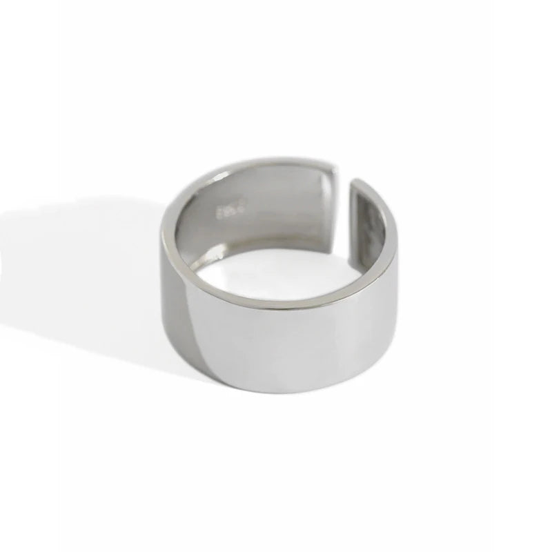 S925 Sterling Silver Simple Brushed Band Ring Open Polished Ring Ajustable Joint Rings Mens Womens Jewelry