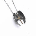 Hip Hop Couple Jewelry Retro Titanium Steel Wing Cross Pendant Necklaces for Women Men