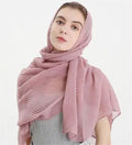 GLS083 Wholesale Custom Women Crinkle Hijab Scarf Viscose Plaid Cotton Linen Shawl Scarves New Fashion