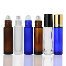 High Quality Clear Amber 5ml 15ml 10ml 20ml Glass Roll on Bottles With Stainless Steel Ball Essential Oil Roller Bottle