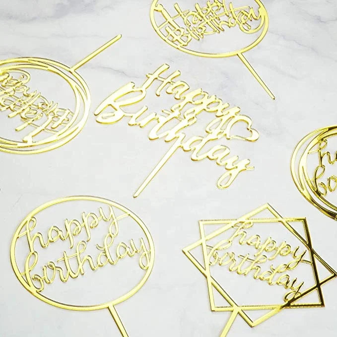 Classic Acrylic Happy Birthday Cake Topper for Birthday Cake Decoration