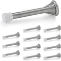 Satin Nickel Stainless Steel Door Stops with Rubber Bumper Modern Design Spring for Bottom of Outdoor/Hotel Door