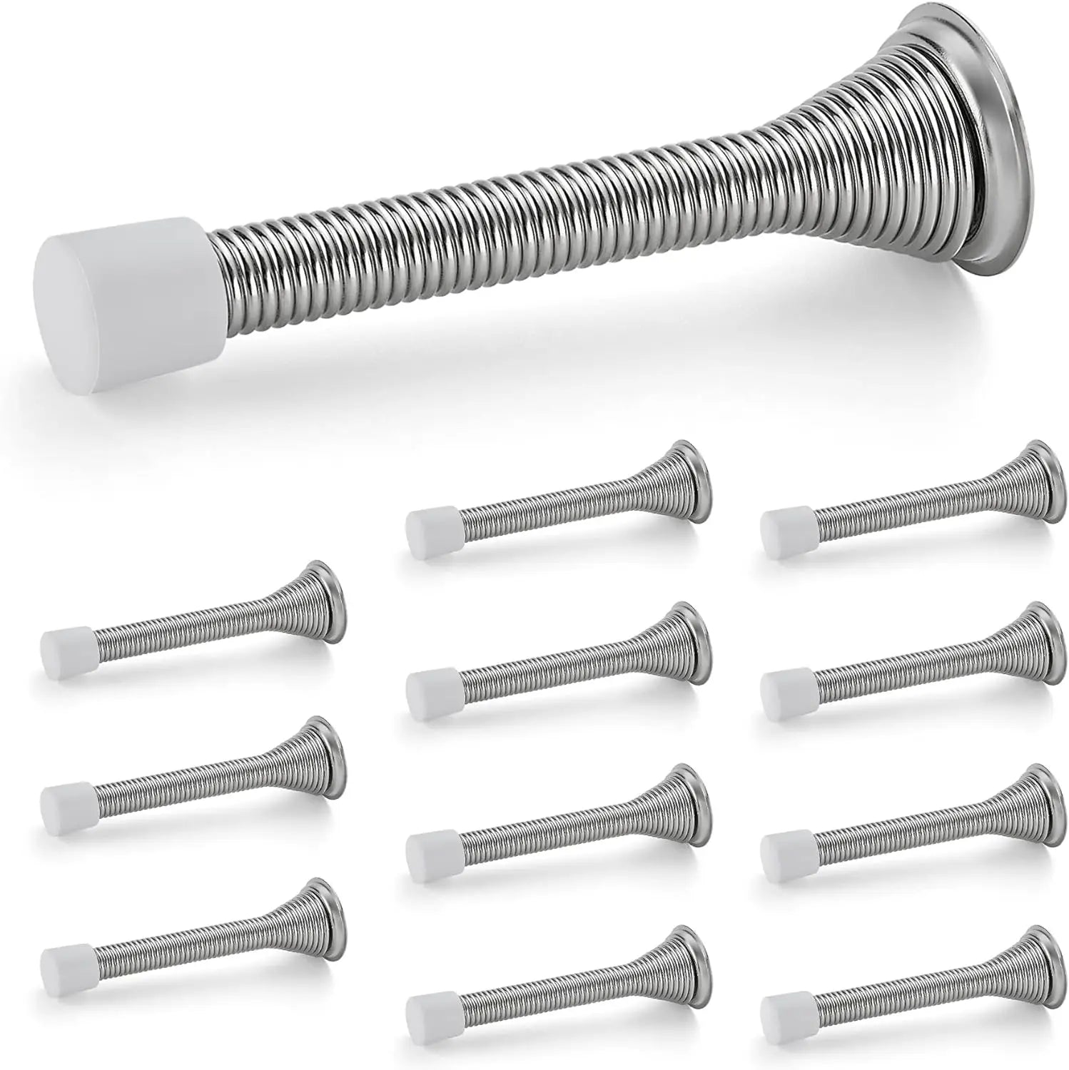 Satin Nickel Stainless Steel Door Stops with Rubber Bumper Modern Design Spring for Bottom of Outdoor/Hotel Door