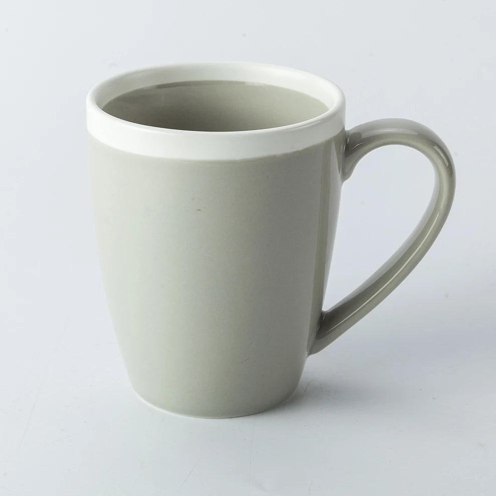 Guangzhou Customize Gray Mug 14oz Grey Ceramic Edible Cups With White Rim