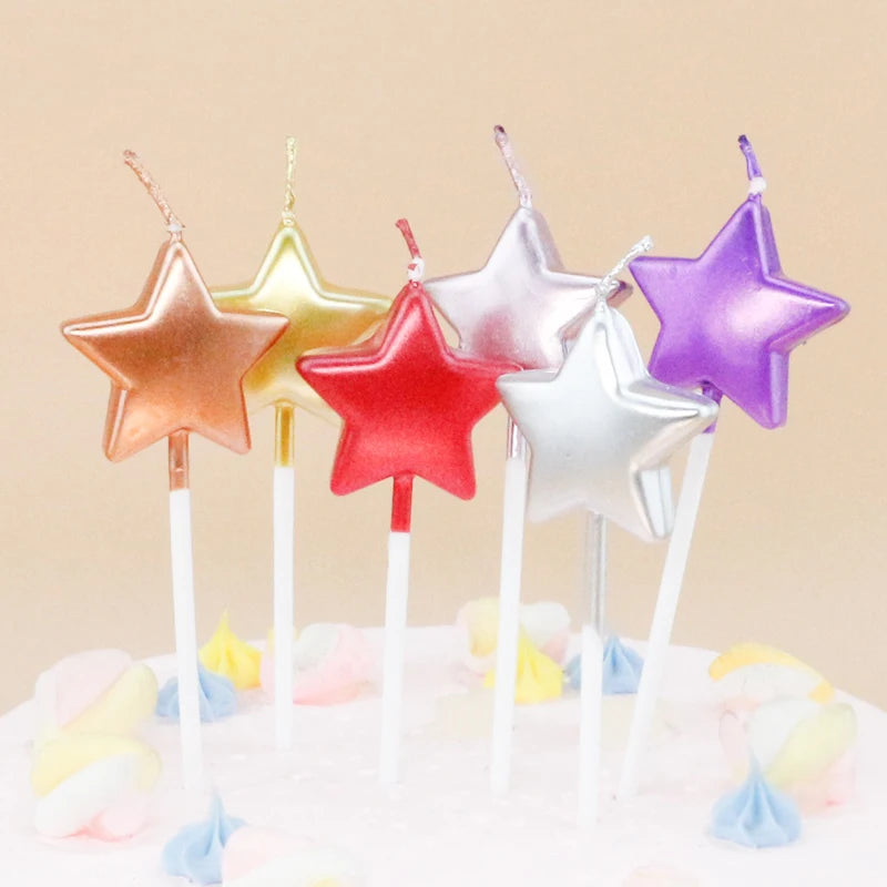 New Style  Metallic Color  Star Shaped Birthday Candles for Parties