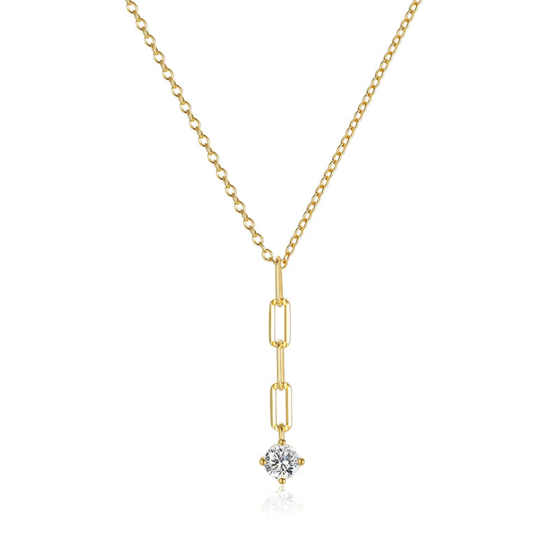RINNTIN EQN35 Trendy Jewelry 925 Sterling Silver Minimalist Necklace 14K Gold Plated Wholesale Unique Design Necklaces for Women