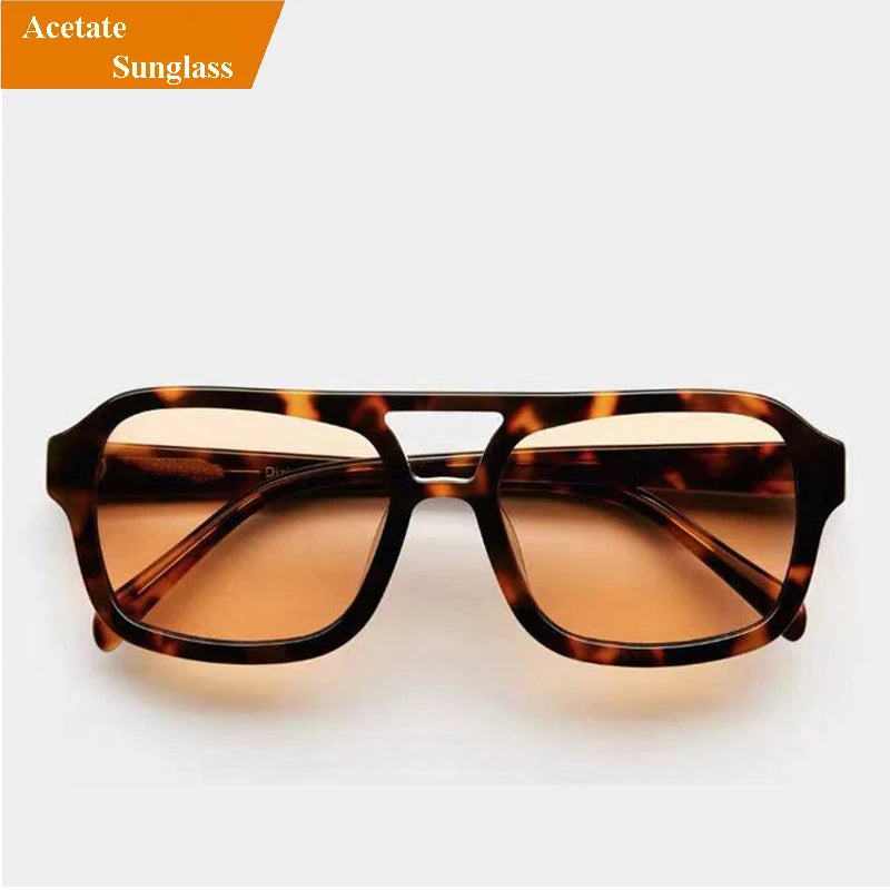 2024 Custom Brand Private Label Men Luxury Premium Designer Acetate UV400 Widen Temple Acetate Sunglasses