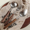 Wood Handle 4 Pcs Flatware Set 18/10 Stainless Steel #304 Dinner Knife Fork and Spoon Cutlery Set