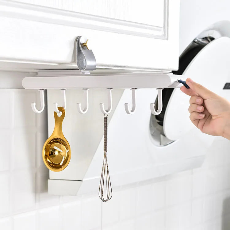 Kitchen Storage Hook Under-cabinet Retractable Hook Save Space Strong Load Bearing Retractable Hook