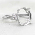 Sterling Silver 11*13mm Semi Mount Ring Empty Frame Blank Support Setting S925 Base Holder Without Center Stone for DIY Inlay