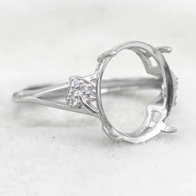 Sterling Silver 11*13mm Semi Mount Ring Empty Frame Blank Support Setting S925 Base Holder Without Center Stone for DIY Inlay